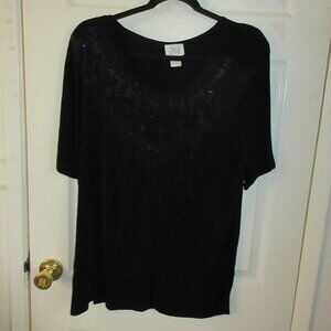 Jotstar Vintage Acetate,spandex scoop neck top with minibeading size XL ladies
